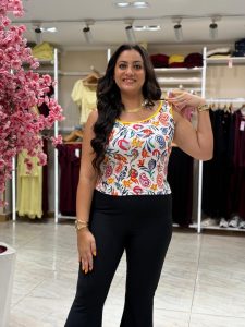 Sleeveless Colorful Flowers Top
