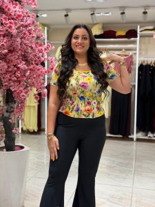 Short Sleeve Colorful Flowers Top