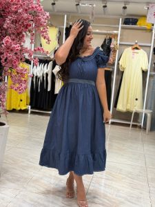 Short Sleeve Long Jeans Dress - Image 5