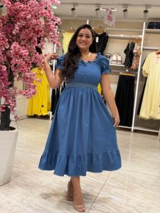 Short Sleeve Long Jeans Dress - Image 3