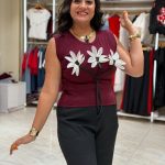 Sleeveless Front Flowers Top